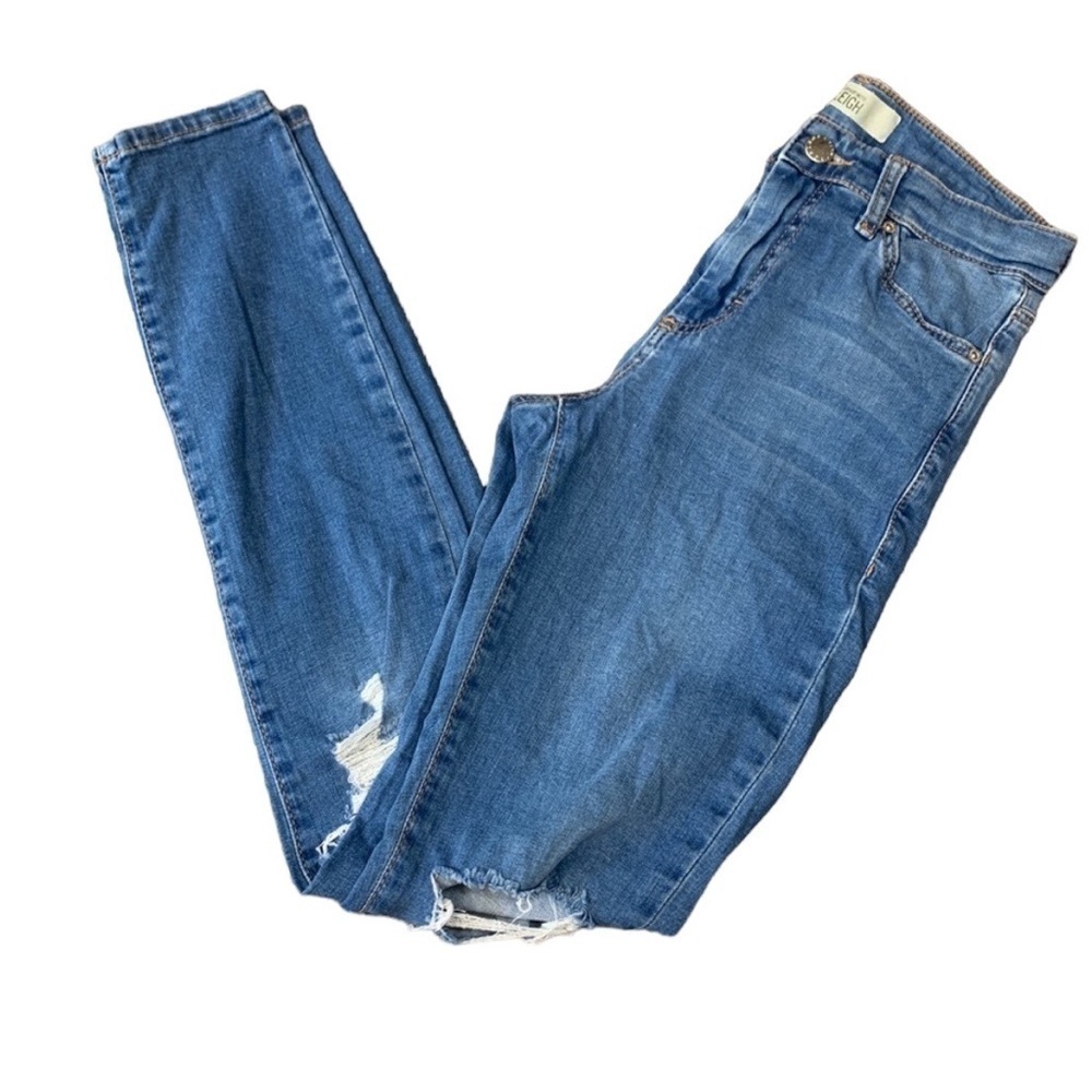 TOPSHOP Moto Leigh Jeans 25 Distressed Light Wash Skinny